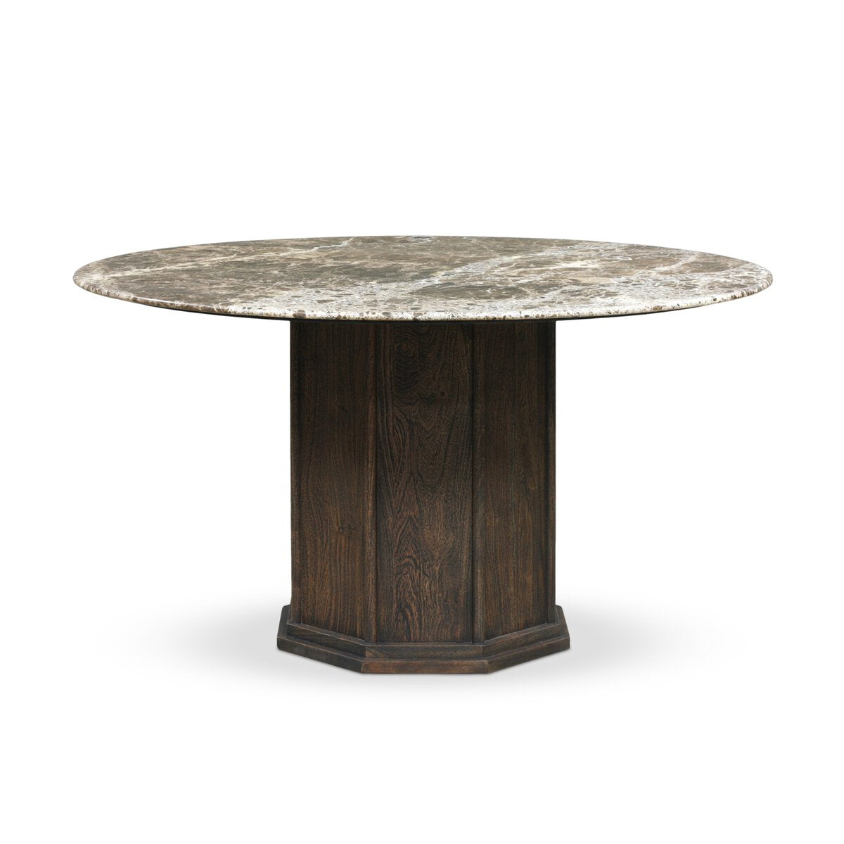 Pavlo 55" Marble and Acacia Round Dining Table